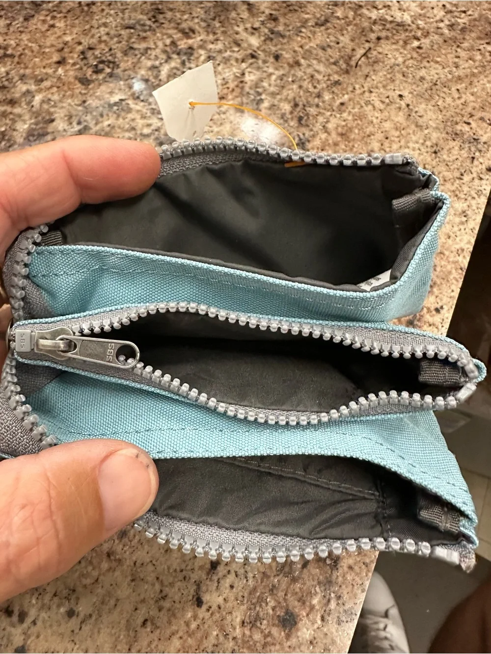 Orion London Aqua Canvas Zip Wallet with Brown Leather Pull